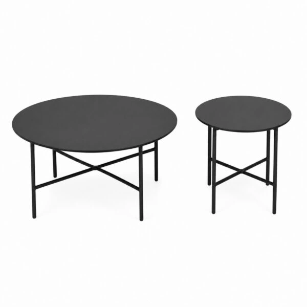 Artekko Rattan Διθέσιος Καναπές (155x75x73)cm 2x Πολυθρόνες (80x75x73)cm 2x Τραπεζάκια (70x70x35) (50x50x45)cm Μεταλλικός Γκρι Σκελετός με Παστικ. Ρατάν σε Φυσική Απόχρωση και Μπεζ Γκρι Μαξιλάρια Σετ/4