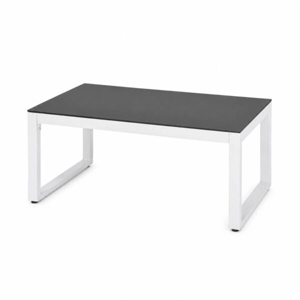 Artekko Rattan Διθέσιος Καναπές (115x60x80)cm 2x Πολυθρόνες (60x60x75)cm και Τραπέζι με Μαύρο Τζάμι (85x46x40)cm Γκρι Ανοιχτό Μεταλλικό Σκελετό με Ξύλο Πλαστικ Ρατάν και Μπεζ Μαξιλάρια Σετ/4