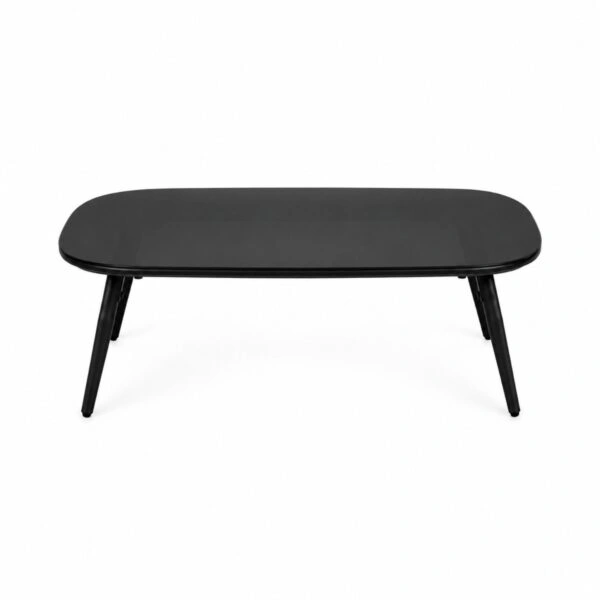 Artekko Rattan Διθέσιος Καναπές (120x70x75)cm 2x Πολυθρόνες (60x75x75)cm Τραπέζι με Τζάμι (110x55x40)cm με Πλαστικ Κορδόνι Μεταλλικό Σκελετό Γκρι και Γαλάζιο Μαξιλάρι Σετ/4