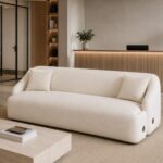 Artekko Novar Μπεζ Υφασμάτινος Τριθέσιος Καναπές (225x98x77)cm