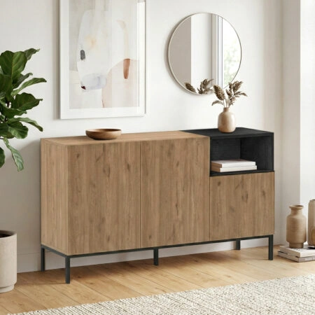 Μπουφές Cailin Megapap χρώμα sepet oak - black wood 140x41