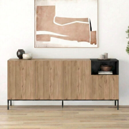 Μπουφές Cailin Megapap χρώμα sepet oak - black wood 180x41