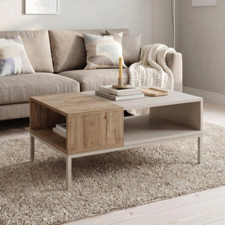 Τραπεζάκι σαλονιού Cailin Megapap χρώμα sandstone - sepet oak 90x56x40