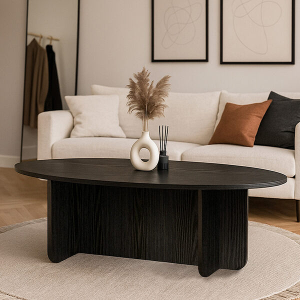 Τραπεζάκι σαλονιού Ravey Megapap χρώμα sencron black 120x60x39,6εκ.