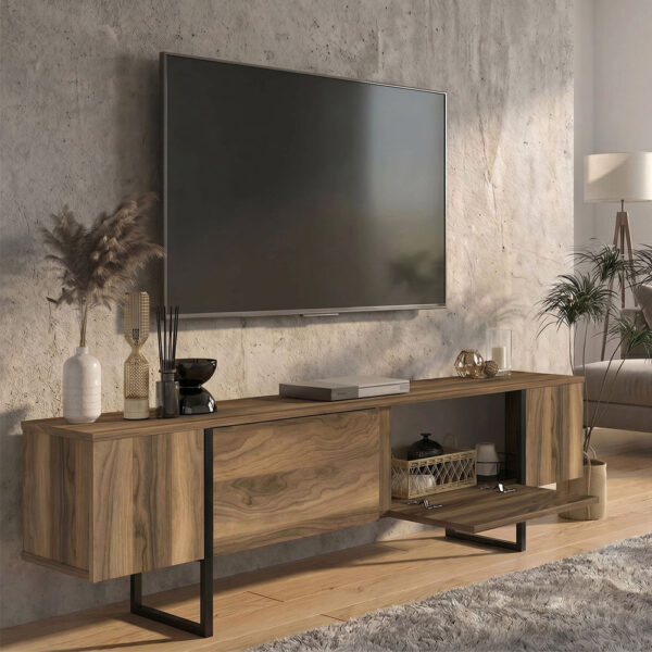 Έπιπλο τηλεόρασης Orontes Megapap χρώμα καρυδί 180x29,6x50εκ.