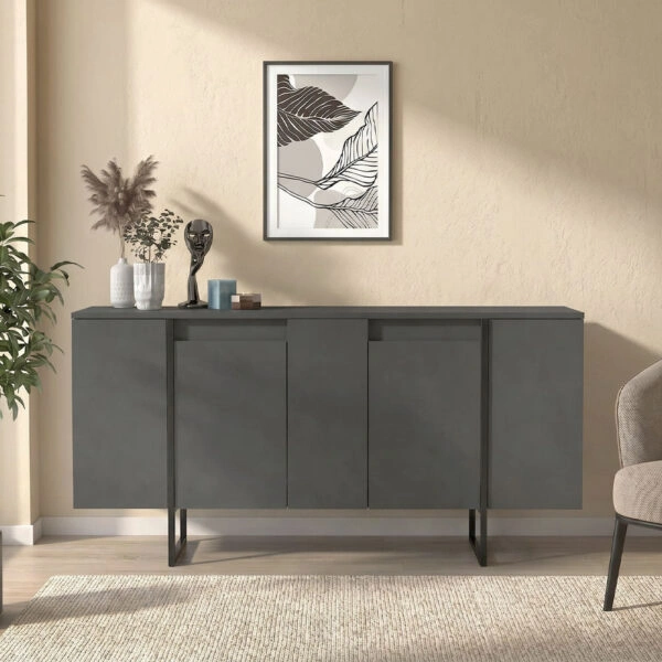 Μπουφές Orontes Megapap χρώμα ανθρακί 160x35,2x80εκ.