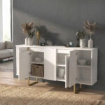Μπουφές Orontes Megapap χρώμα λευκό - χρυσό 160x35,2x80εκ.