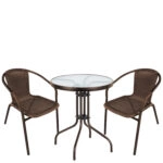 Σετ Τραπεζαρία Κήπου ArteLibre EARTH Καφέ Rattan/Γυαλί/Μέταλλο Με 2 Πολυθρόνες 14990524