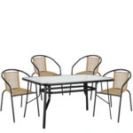 Σετ Τραπεζαρία Κήπου ArteLibre SUN Μαύρο/Φυσικό Rattan/Γυαλί/Μέταλλο Με 4 Πολυθρόνες 14990592