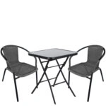 Σετ Τραπεζαρία Κήπου ArteLibre TAURUS Μαύρο/Γκρι Rattan/Γυαλί/Μέταλλο Με 2 Πολυθρόνες 14990496