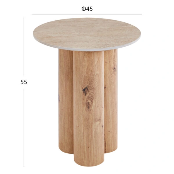 ΤΡΑΠΕΖΙ ΒΟΗΘΗΤΙΚΟ SILVA HM18444 ΚΕΡΑΜΙΚΟ TOP ΟΨΗ ΤΡΑΒΕΡΤΙΝΑΣ-MDF ΦΥΣΙΚΟ Φ45x55Υεκ.