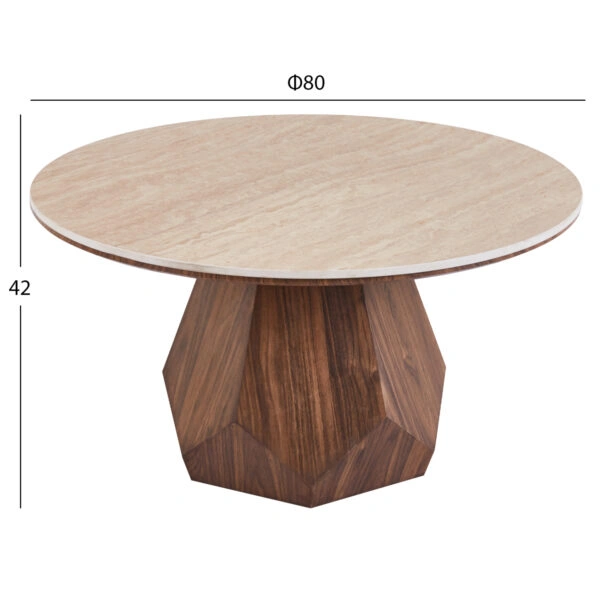 ΤΡΑΠΕΖΙ ΣΑΛΟΝΙΟΥ VENERA HM18441 ΚΕΡΑΜΙΚΟ TOP ΟΨΗ ΤΡΑΒΕΡΤΙΝΑΣ-MDF ΚΑΡΥΔΙ Φ80x42Υεκ.