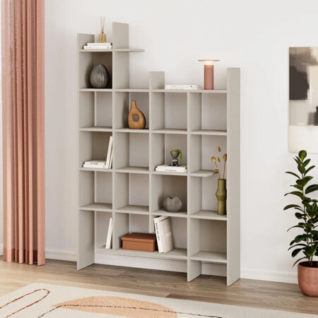 Βιβλιοθήκη Manco Megapap χρώμα sandstone 122×25,5×188εκ.