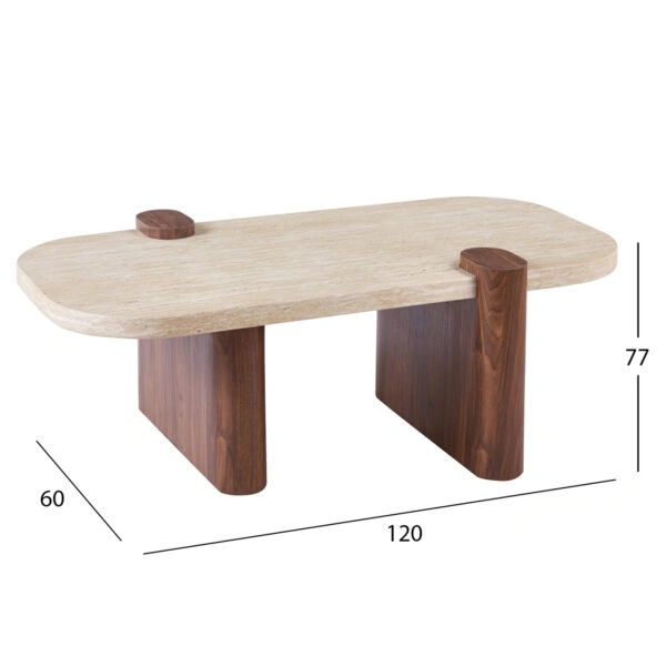 ΤΡΑΠΕΖΙ ΣΑΛΟΝΙΟΥ ARDEN HM18435 MDF TOP ΟΨΗ ΤΡΑΒΕΡΤΙΝΑΣ-MDF ΠΟΔΙΑ ΚΑΡΥΔΙ 120x60x40Υεκ