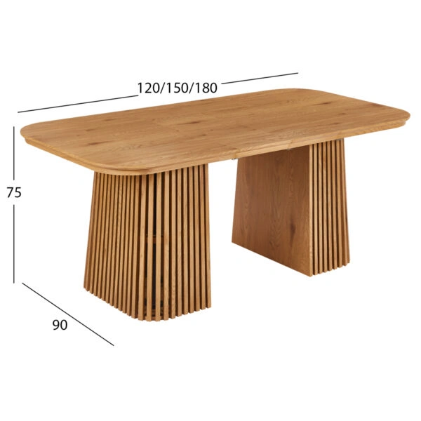 ΤΡΑΠΕΖΙ ΤΡΑΠΕΖΑΡΙΑΣ ΕΠΕΚΤΕΙΝΟΜΕΝΟ VERLO HM18436 MDF ΣΕ ΦΥΣΙΚΟ 120/150/180x90x75Υεκ.