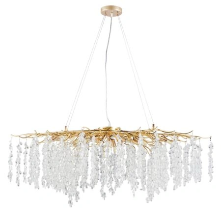 Artekko Chandelier Aura Πολυέλαιος 15φωτος G9 με Διάφανα Κρύσταλλα (110×60)cm