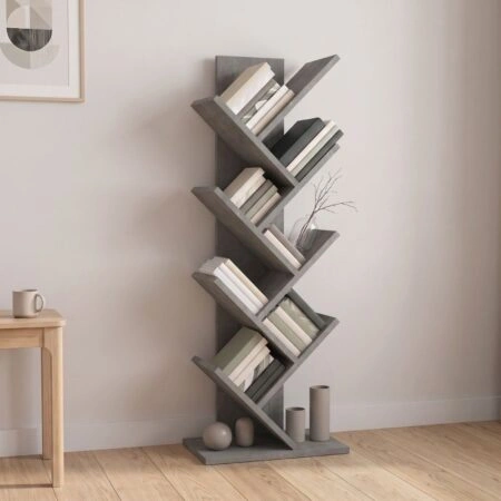 Βιβλιοθήκη Maxy Megapap χρώμα γκρι σκυροδέματος 45×26,4×120εκ.