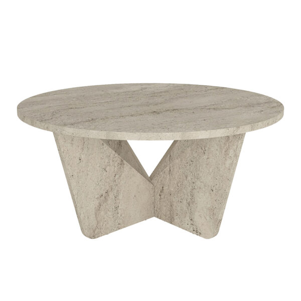 Τραπεζάκι σαλονιού Lagerta Megapap χρώμα travertine Ø75x35εκ.