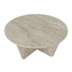 Τραπεζάκι σαλονιού Lagerta Megapap χρώμα travertine Ø75x35εκ.