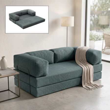 Καναπές - κρεβάτι Comfort Megapap τριθέσιος υφασμάτινος χρώμα μέντα 190x95x75εκ.