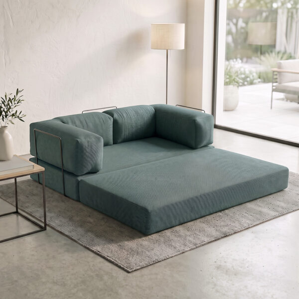 Καναπές - κρεβάτι Comfort Megapap τριθέσιος υφασμάτινος χρώμα μέντα 190x95x75εκ.