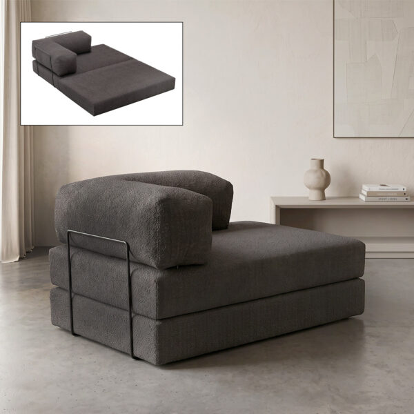 Καναπές - κρεβάτι Comfort Megapap διθέσιος υφασμάτινος χρώμα ανθρακί 140x95x75εκ.