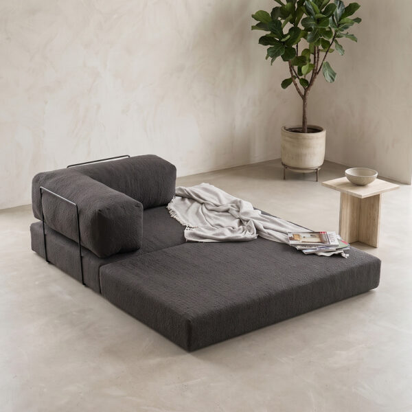 Καναπές - κρεβάτι Comfort Megapap διθέσιος υφασμάτινος χρώμα ανθρακί 140x95x75εκ.