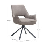 Πολυθρόνα τραπεζαρίας Alessia Megapap περιστρεφόμενη elephant grey ύφασμα - μεταλλικό μαύρο πόδι 58x66x85εκ.