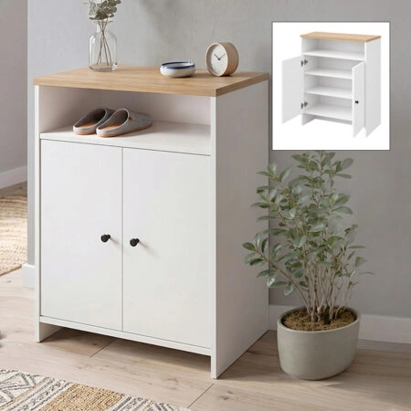 Παπουτσοθήκη – Ντουλάπι Efsun Megapap χρώμα λευκό – sapphire oak 62x35x86εκ.