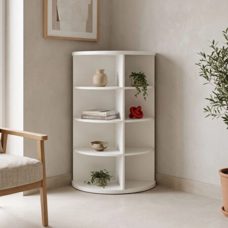 Γωνιακή ραφιέρα Benzal λευκό MDF 80x30x120εκ