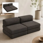 Καναπές - κρεβάτι Comfort Megapap τριθέσιος υφασμάτινος χρώμα ανθρακί 190x95x75εκ.