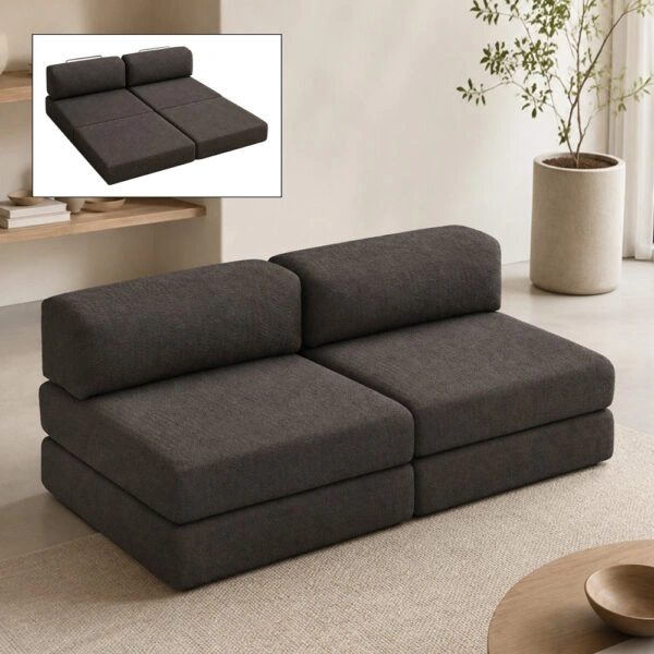 Καναπές - κρεβάτι Comfort Megapap τριθέσιος υφασμάτινος χρώμα ανθρακί 190x95x75εκ.