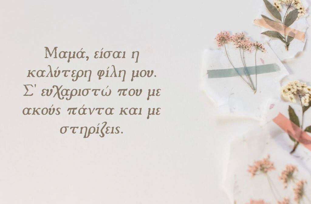 mama eisai i kaliteri mou fili Μαμά, είσαι η καλύτερη φίλη μου. Σ' ευχαριστώ που με ακούς πάντα και με στηρίζεις.