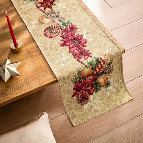 Χριστουγεννιάτικη Τραβέρσα Gofis Home 45x140 Μπέζ με Σχέδιο