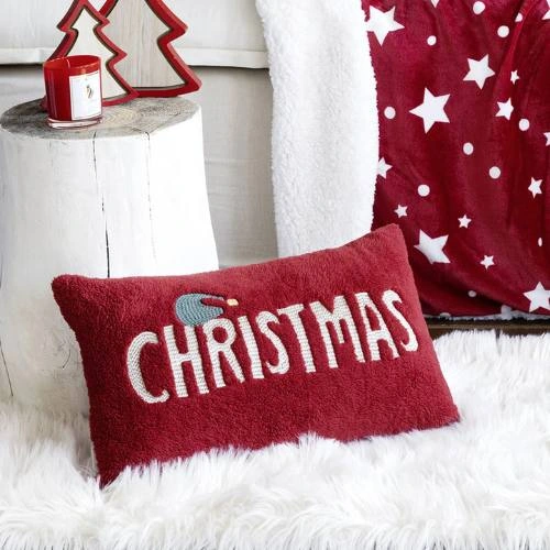 Χριστουγεννιάτικο Μαξιλάρι Γούνινο Nima Christmas Κόκκινο