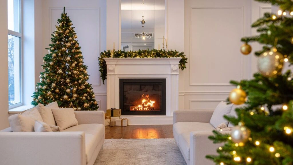 Χριστουγεννιάτικη διακόσμηση σαλονιού