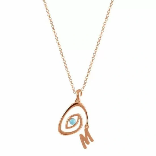 Κολιέ με ματάκι και μονόγραμμα