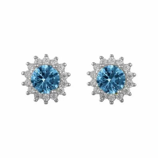 Σκουλαρίκια Ροζέτα Amor Amor με Blue Topaz