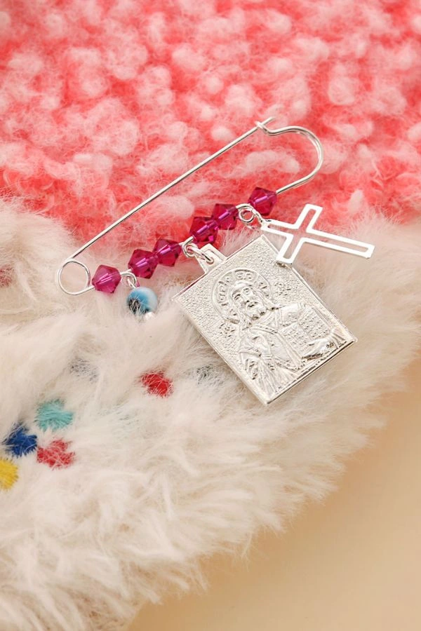 Ασημένια παραμάνα με Κωνσταντινάτο, σταυρό και ματάκι