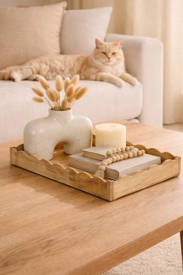 Δίσκος απο ξύλο μάνγκο με κυματιστό σχέδιο