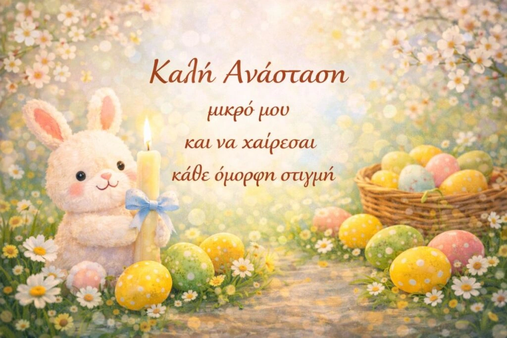 Ευχές για το Πάσχα σε βαφτιστήρι