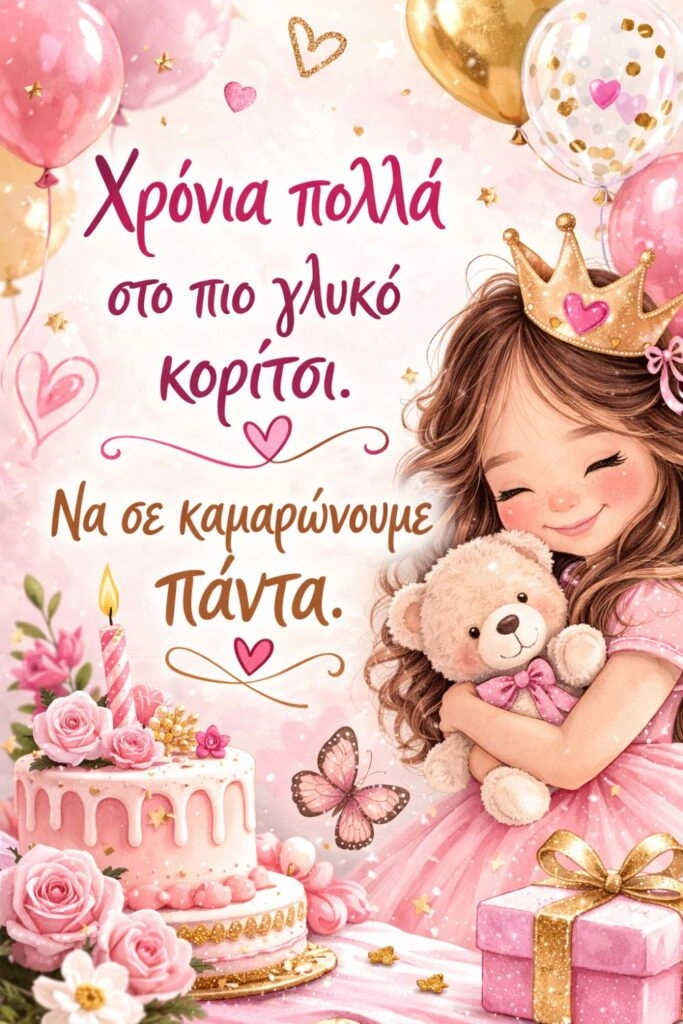 Ευχές για γενέθλια κοριτσιού. Χρόνια πολλά στο πιο γλυκό κορίτσι. Να σε καμαρώνουμε πάντα.