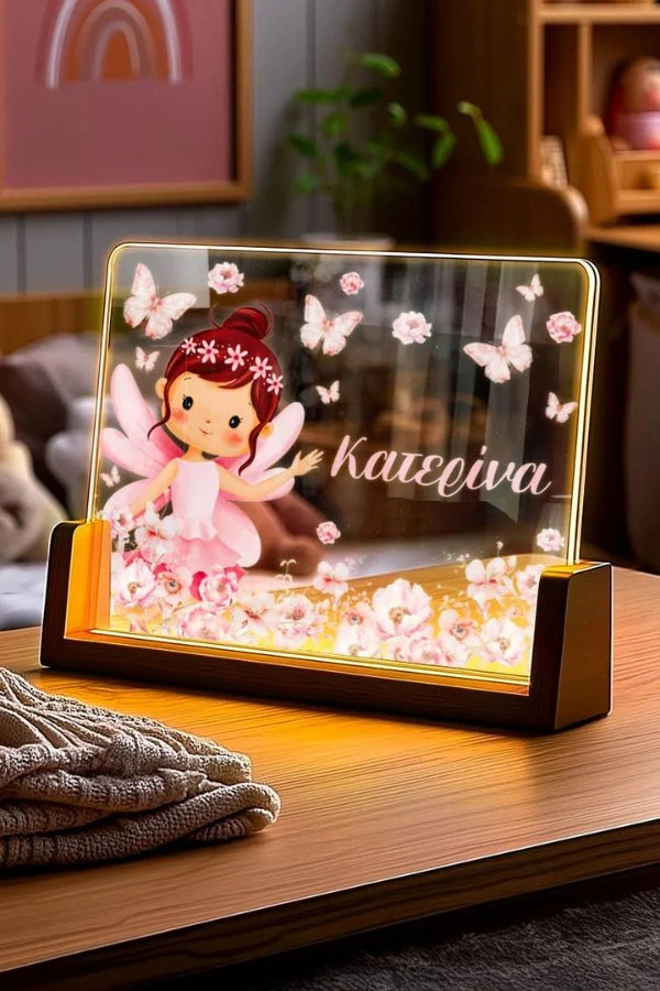 Φωτιστικό LED με Όνομα και Σχέδιο Νεράιδα