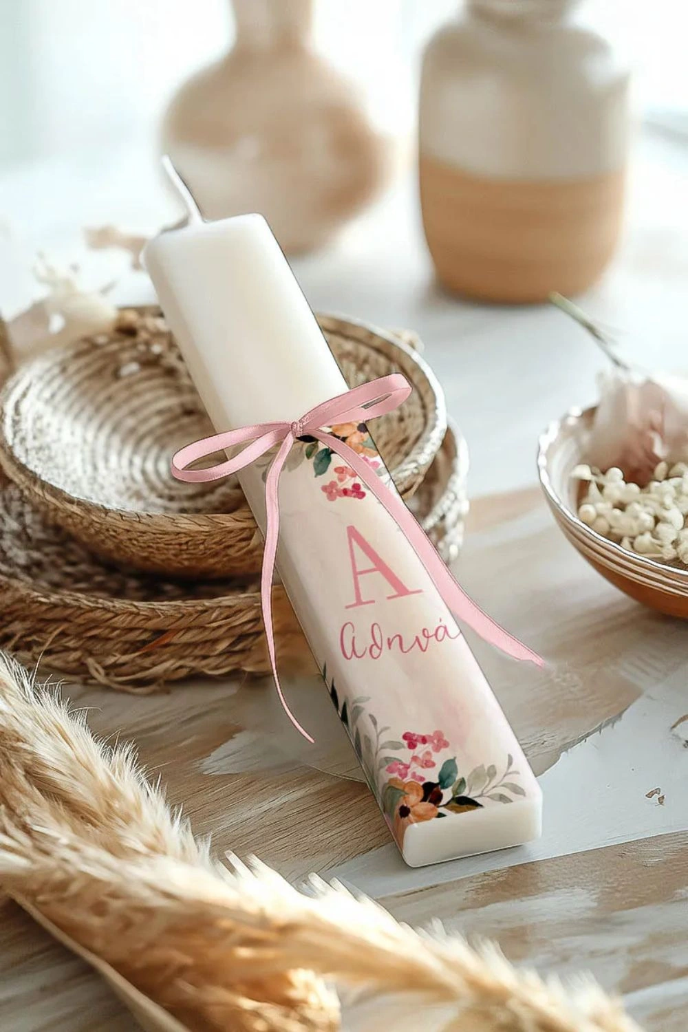 Προσωποποιημένη λαμπάδα με Καλοκαιρινά Λουλούδια