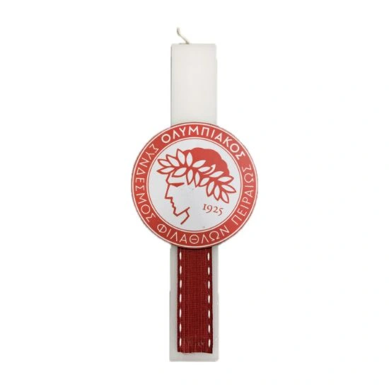 Λαμπάδα Ομάδα με Ξύλινο Διακοσμητικό Ολυμπιακός