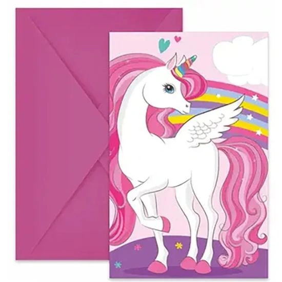 Προσκλήσεις & Φάκελοι Unicorn Rainbow 6τμχ