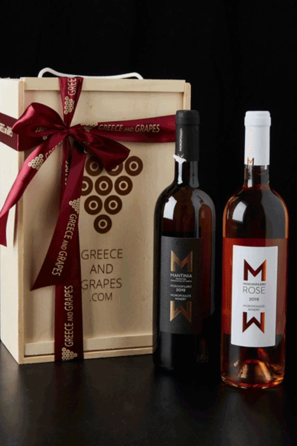 Ξύλινο κουτί δύο φιαλών Μορόπουλος