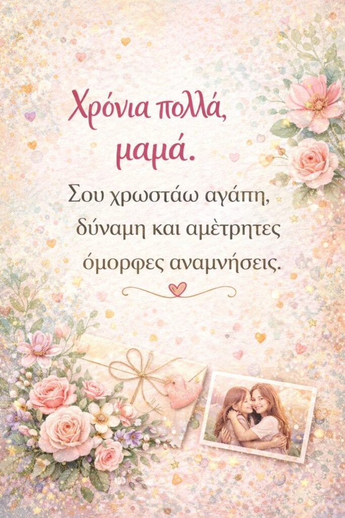 Ευχές για γενέθλια μαμάς. Χρόνια πολλά, μαμά. Σου χρωστάω αγάπη, δύναμη και αμέτρητες όμορφες αναμνήσεις.