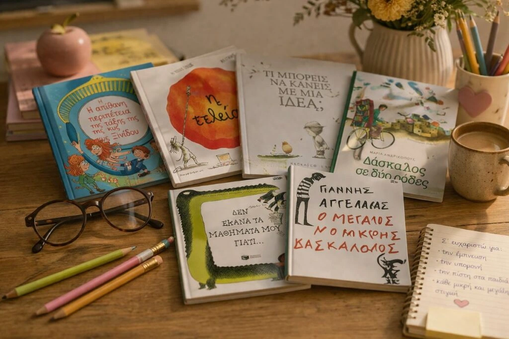 Ζεστό εργασιακό γραφείο με βιβλία