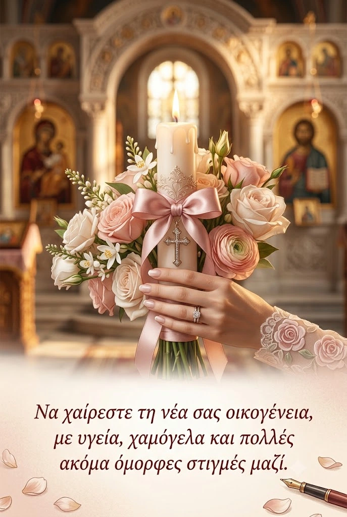 Ευχή για γάμο και βάπτιση μαζί σε κάρτα
